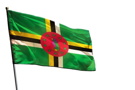Fluttering Dominica flag isolated on white background.の写真素材