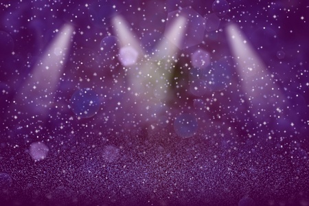 Fantastic shiny abstract background stage spotlights with sparks fly defocused bokeh - holiday mockup texture with blank space for your contentの写真素材