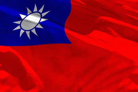 Fluttering Taiwan Province of China flag for using as texture or background, the flag is waving on...
