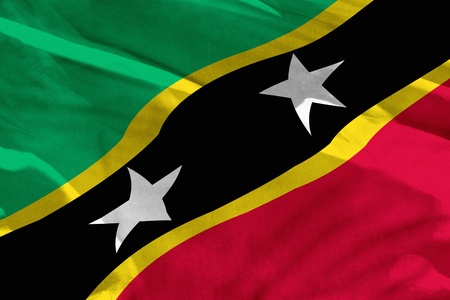 Fluttering Saint Kitts and Nevis flag for using as texture or background, the flag is waving on the windの写真素材