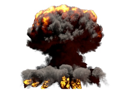 large fire mushroom cloud explosion with smoke and flames - looks like nuclear bomb or any other big...
