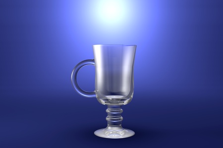 irish coffee hot cocktails glass on light blue highlighted artistic background - drinking glass render, 3D illustrationの写真素材