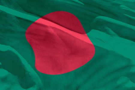 Fluttering Bangladesh flag for using as texture or background, the flag is waving on the windの写真素材