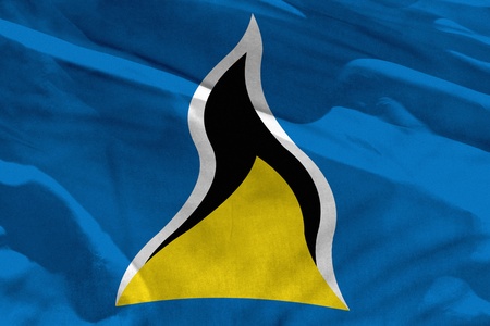Fluttering Saint Lucia flag for using as texture or background, the flag is waving on the windの写真素材