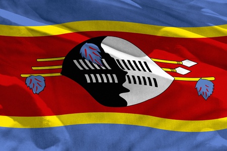 Fluttering Swaziland flag for using as texture or background, the flag is waving on the windの写真素材