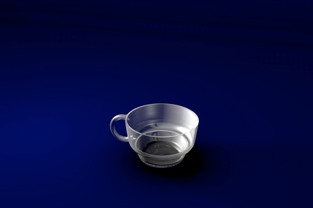 punch or toddy cup on dark blue design background - drinking glass render, 3D illustrationの写真素材