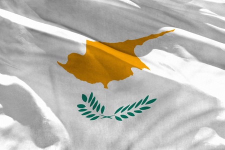 Fluttering Cyprus flag for using as texture or background, the flag is waving on the windの写真素材