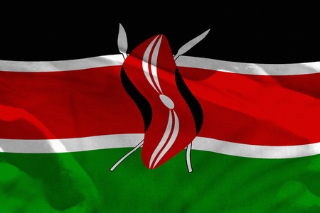Fluttering Kenya flag for using as texture or background, the flag is waving on the windの写真素材