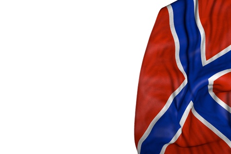 pretty Novorossia flag with big folds lying in left side isolated on white - any occasion flag 3d illustration
の写真素材