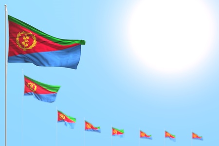 beautiful many Eritrea flags placed diagonal with soft focus and empty space for your text - any...