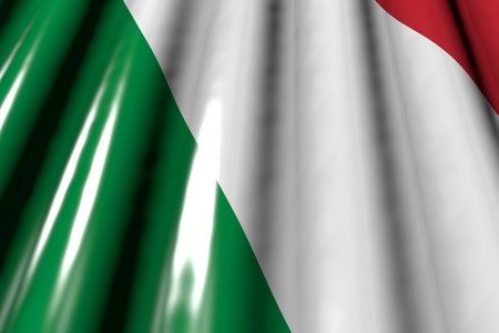 beautiful glossy - looking like plastic flag of Italy with large folds lying in corner - any feast flag 3d illustration
の写真素材