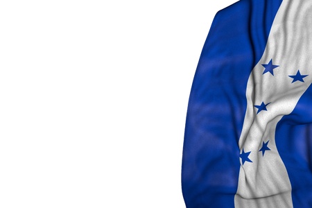 wonderful any feast flag 3d illustration - Honduras flag with large folds lying in left side isolated on whiteの写真素材