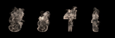 capital (uppercase) and lowercase letters S and T made of heavy smoke or fog isolated on black, artistic scary font - 3D illustration of symbolsの写真素材