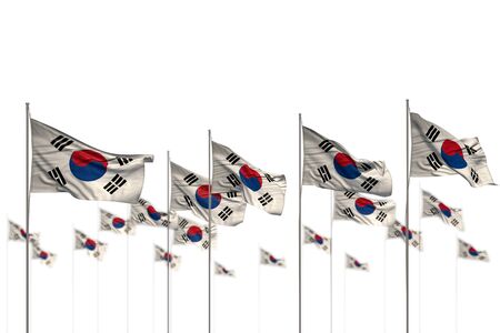 wonderful day of flag 3d illustration
 - Republic of Korea (South Korea) isolated flags placed in row with bokeh and place for textの写真素材