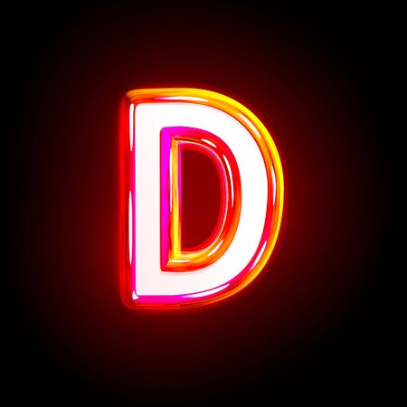 luxurious glowing red creative font - letter D isolated on black background, 3D illustration of symbolsの写真素材