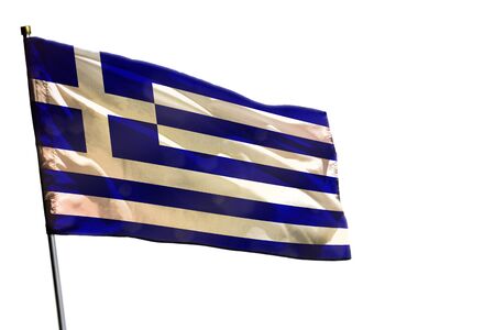 Fluttering Greece flag isolated on white background.の写真素材