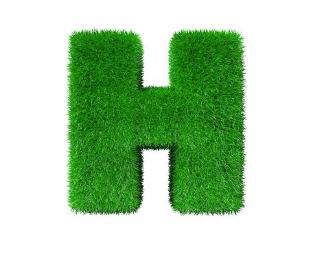 letter H made of green foliage isolated on white, nature concept - 3D illustration of symbolsの写真素材