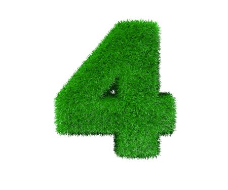 number 4 made of green foliage isolated on white, nature concept - 3D illustration of symbolsの写真素材