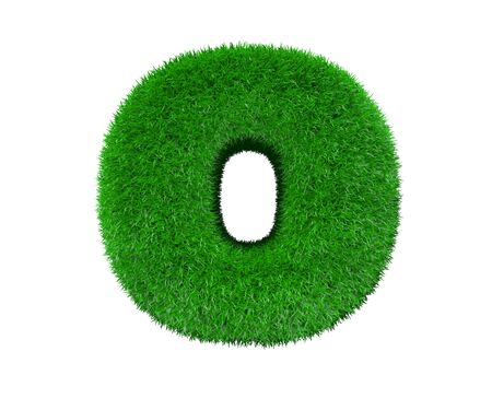 letter O made of green foliage isolated on white, nature concept - 3D illustration of symbolsの写真素材