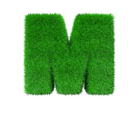 Nature concept - letter M made of green foliage isolated on white background - 3D illustration of symbolsの写真素材