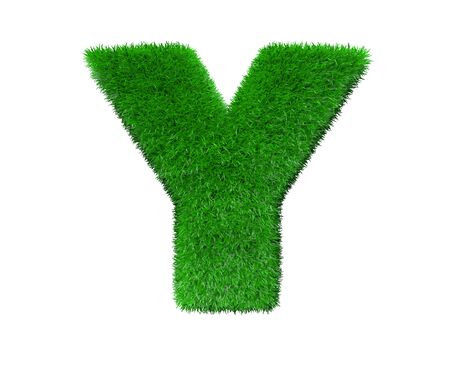 letter Y made of green foliage isolated on white, nature concept - 3D illustration of symbolsの写真素材