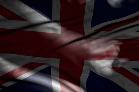 nice memorial day flag 3d illustration - photo of dark United Kingdom (UK) flag with folds lying...