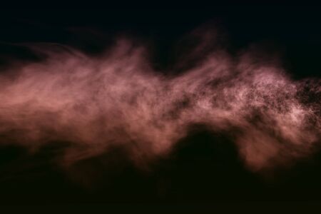 Cute heavy misty flat smoke line isolated on black - 3D illustration of smoke