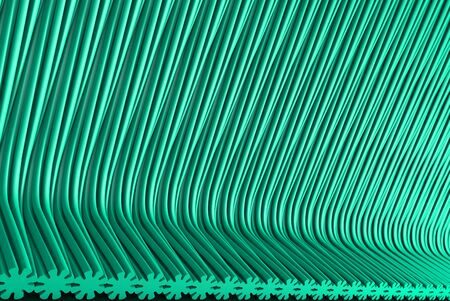 sci-fi teal, sea-green 3D Illustration of abstract background - geometric surfaces formed with extruded flower shape, festive conceptの写真素材