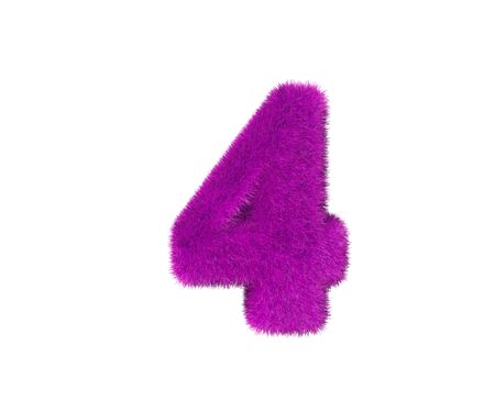 number 4 of pink pilous font isolated on white background, glamorous concept 3D illustration of...