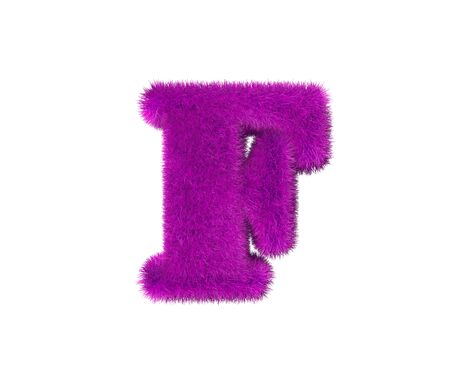 pink wool alphabet isolated on white - letter F, fashion concept 3D illustration of symbolsの写真素材