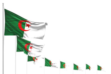 wonderful Algeria isolated flags placed diagonal, photo with soft focus and space for your text - any occasion flag 3d illustration
の写真素材