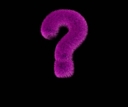 ludicrous stylish purple pilous font isolated on black - question mark, stylish concept 3D illustration of symbolsの写真素材