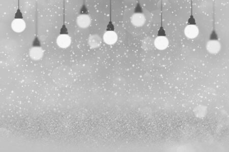 pretty bright abstract background light bulbs with sparks fly defocused bokeh - celebratory mockup texture with blank space for your contentの写真素材