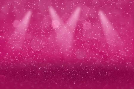 pink fantastic brilliant abstract background stage spotlights with sparks fly defocused bokeh - festival mockup texture with blank space for your contentの写真素材