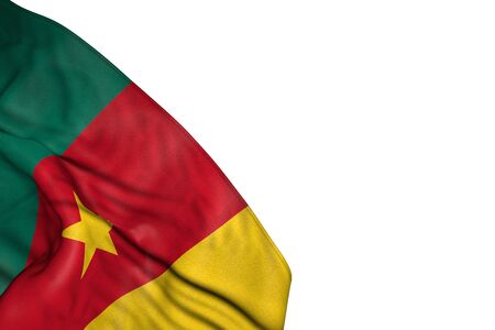 wonderful feast flag 3d illustration
 - Cameroon flag with large folds lying in bottom left corner isolated on whiteの写真素材