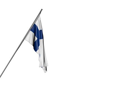 wonderful any feast flag 3d illustration
 - Finland flag hanging on a diagonal pole isolated on whiteの写真素材