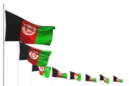 nice any celebration flag 3d illustration - Afghanistan isolated flags placed diagonal, illustration with bokeh and place for textの写真素材