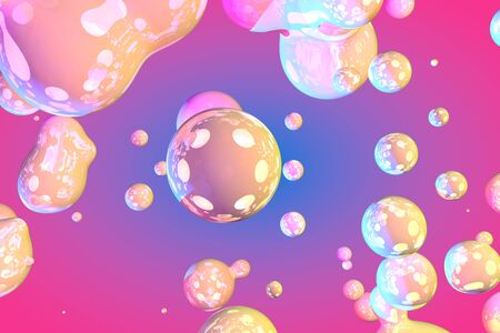 vivid shiny soap like gradient liquid or bubbles abstract background or texture 3D illustration -...