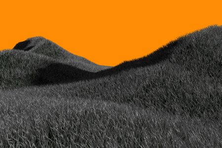 horror dark high detail hills isolated on orange background for halloween or any other scary design idea - 3D illustration of objectsの写真素材