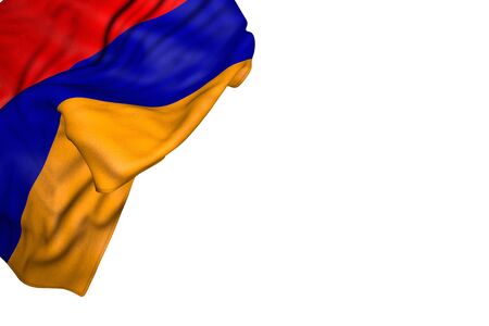 nice any holiday flag 3d illustration
 - Armenia flag with large folds lying in top left corner isolated on whiteの写真素材