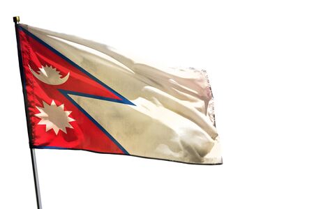 Fluttering Nepal flag isolated on white background.