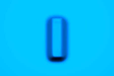 Blue wax or plastic alphabet - letter I isolated on light blue background, 3D illustration of symbolsの写真素材
