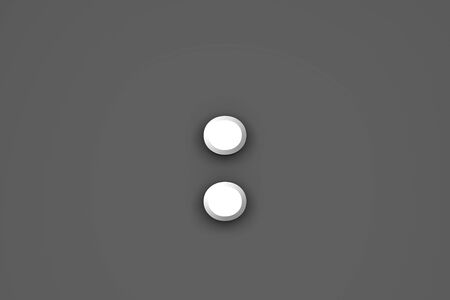 White paper style alphabet - colon isolated on grey background, 3D illustration of symbolsの写真素材