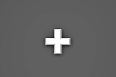 White paper style plain alphabet - plus isolated on grey background, 3D illustration of symbolsの写真素材