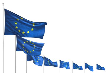 wonderful any feast flag 3d illustration - many European Union flags placed diagonal isolated on...