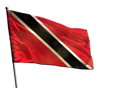 Fluttering Trinidad and Tobago flag isolated on white background.の写真素材