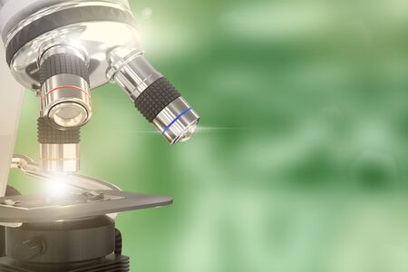 coronavirus analysis concept, object 3D illustration -  laboratory electronic scientific microscope...
