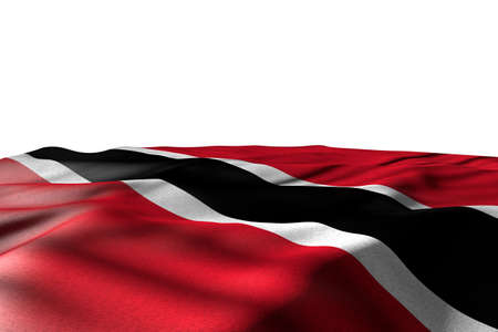 nice mockup image of Trinidad and Tobago flag lie with perspective view isolated on white with place for content - any feast flag 3d illustrationの写真素材