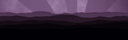 cute hills ridges at the sun rising time digital drawn backdrop illustrationの写真素材