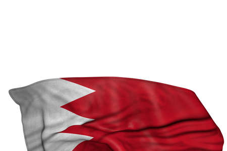 wonderful Bahrain flag with large folds lay in the bottom isolated on white - any celebration flag...